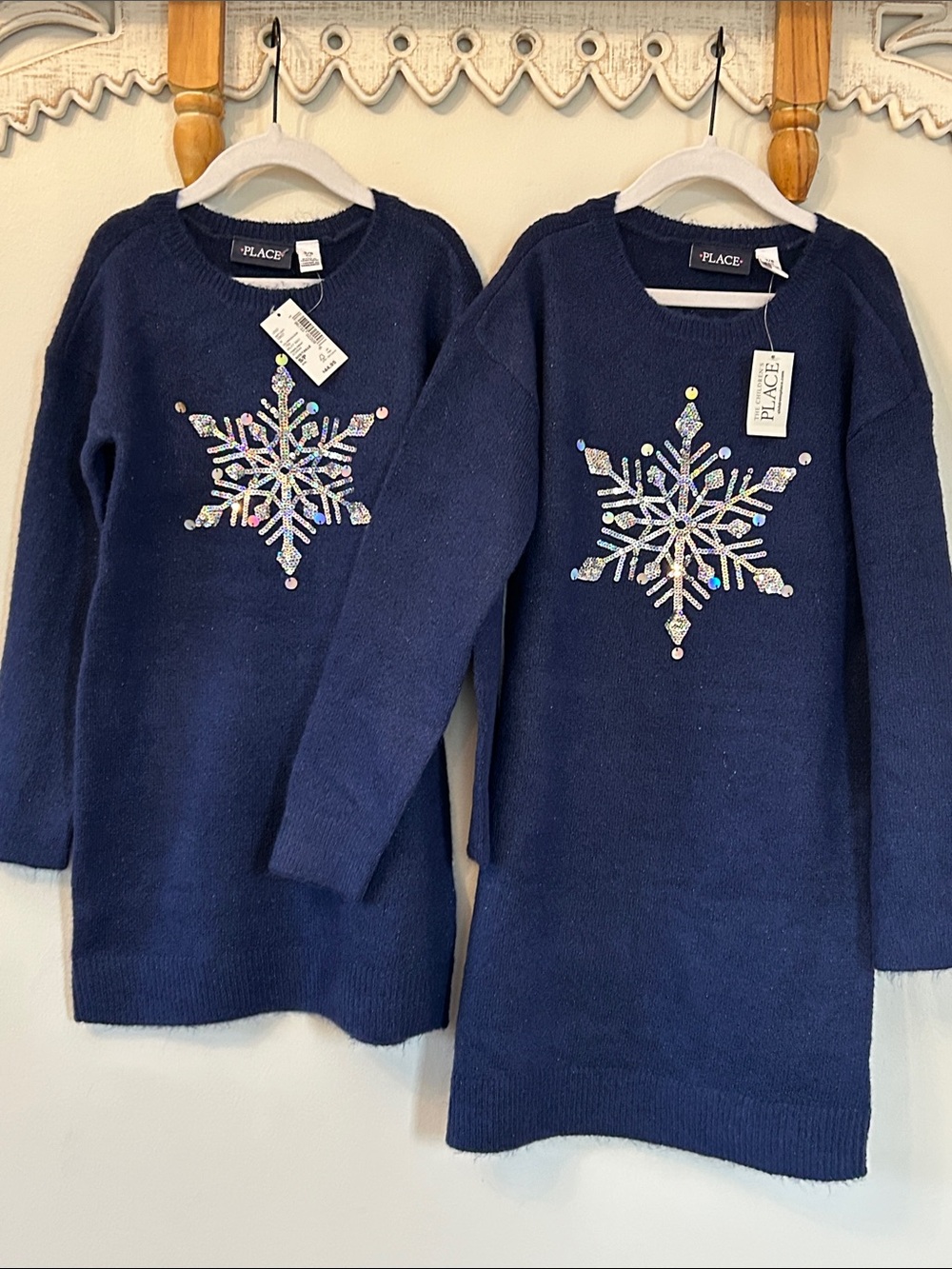 The Children's Place Navy Knit Dress with Silver Snowflake - holiday - size 7/8 - Picture 9 of 9